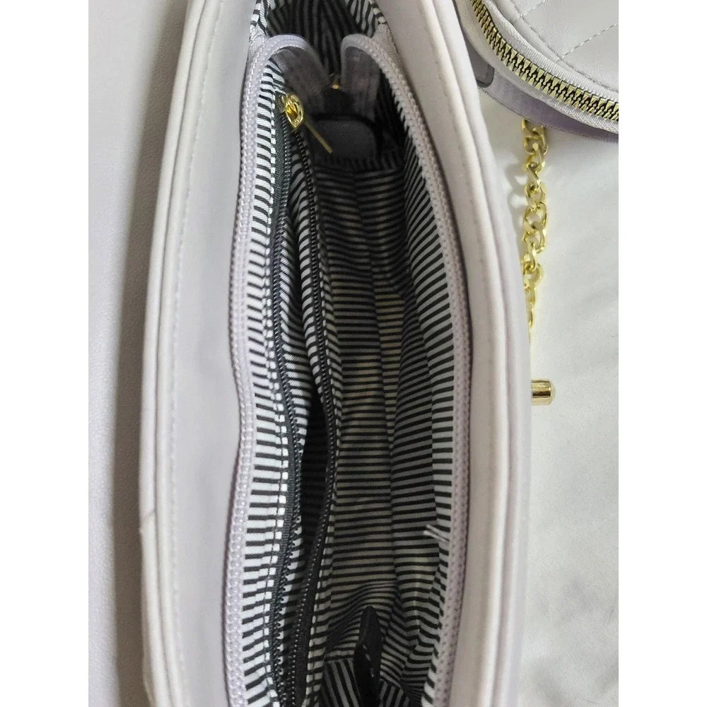 Valentino Orlandi Chevron Quilted Crossbody Bag Light Purple Lavender Coin Pouch